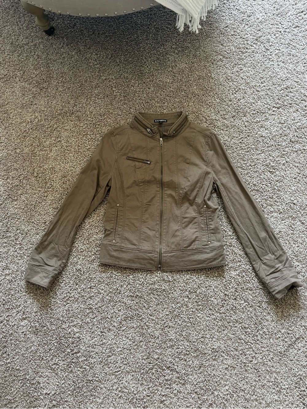 Express Women's Olive Zip-Front Utility Jacket